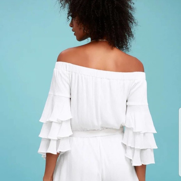 Lulus off shoulder ruffle romper - Picture 3 of 6